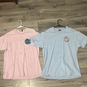 Santa Cruz T-shirt. Light Pink and Light Sky Blue. Both Size Large.